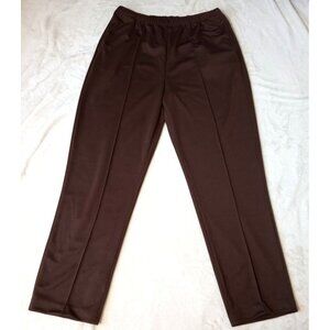 Blair Womens Straight Leg Pull On Pants Brown Elastic Waist 18 with Pock…